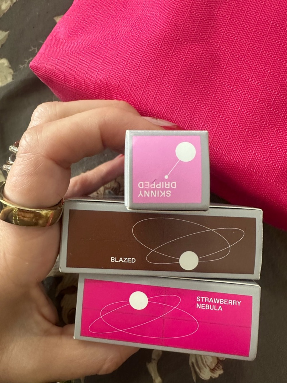 REM face/lip trio - “SkinnY Dripped', bronzer Blazed, blush Strawberry Nebul